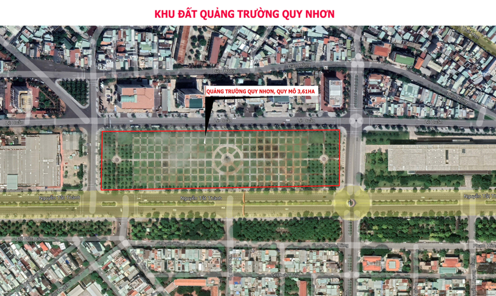 Vị trí dự kiến quy hoạch xây dựng không gian ngầm tại khu vực Quảng trường Quy Nhơn. Ảnh: Sở Xây dựng tỉnh Bình Định