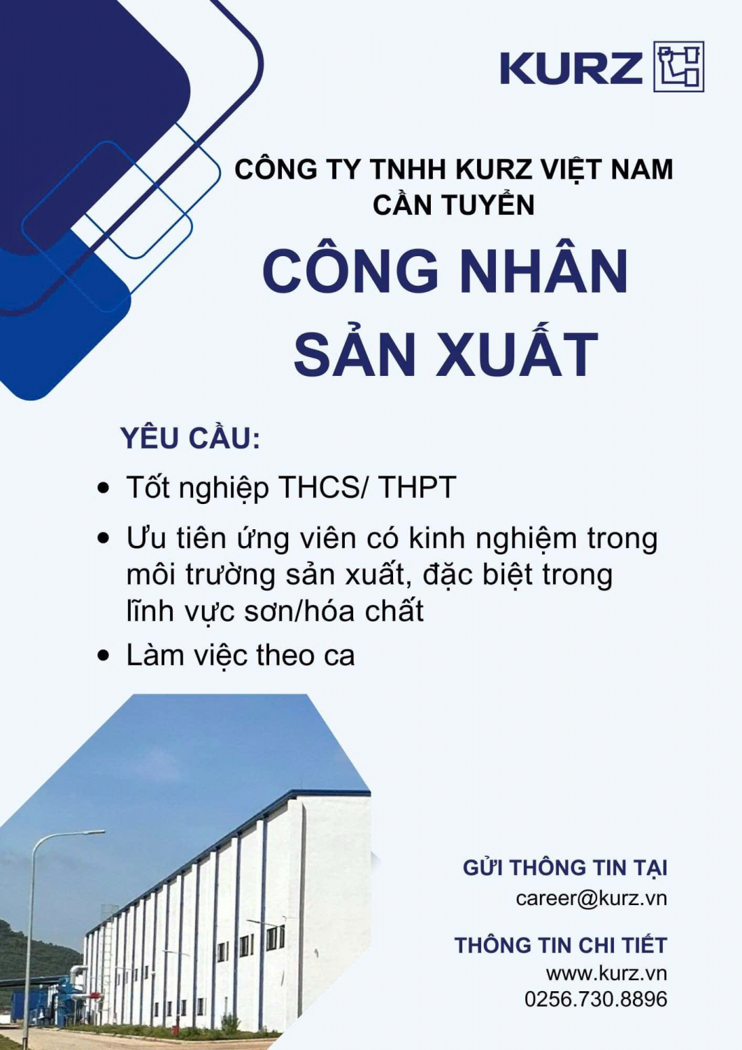 CÔNG TY TNHH KURZ VN TUYỂN DỤNG